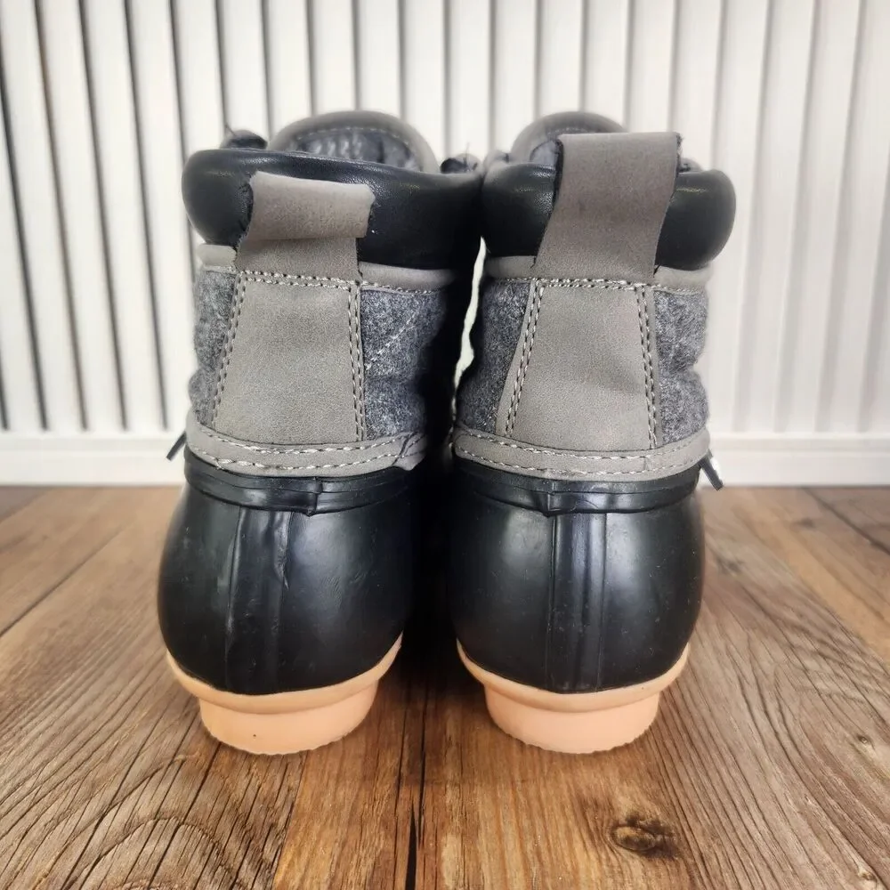 Skechers Pond Lil Puddles Womens Size 7 Black Gray Ankle Rain Duck Boots 44376